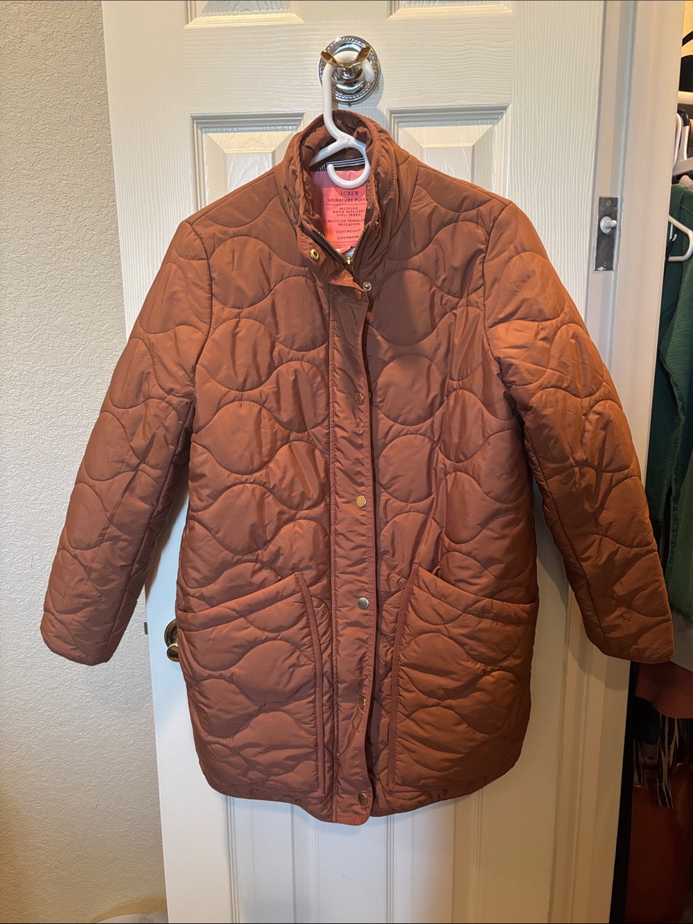 J.Crew Quilted Cocoon Puffer Coat Jacket - Clay Terracotta - Size Small (S)